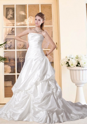 Brand New Strapless Court Train Wedding Dresses with Ruching