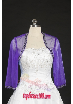 2015 Long Sleeves Wraps in Eggplant Purple