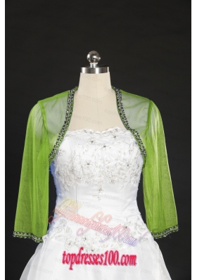 2015 Spring Green Beading Wraps with Long Sleeves