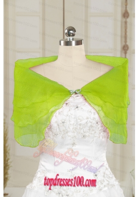 2015 Organza Beading Shawls in Yellow Green