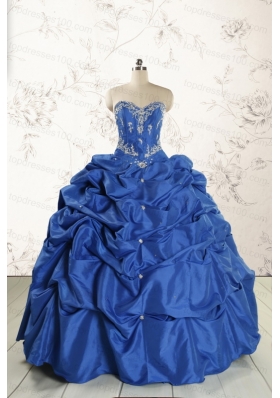 Elegant Beading Quinceanera Dresses in Royal Blue for 2015