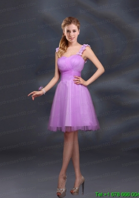A Line Straps Appliques Christmas Party Dresses in Lilac