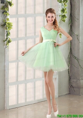 2015 Natural Organza A Line Belt Prom Dress