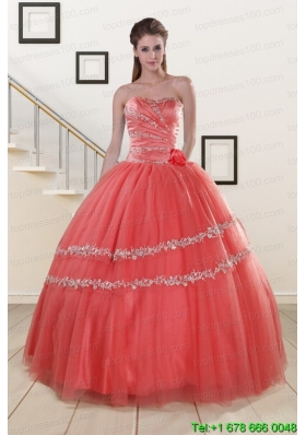 Cheap Beaded Watermelon Quinceanera Dresses for 2015