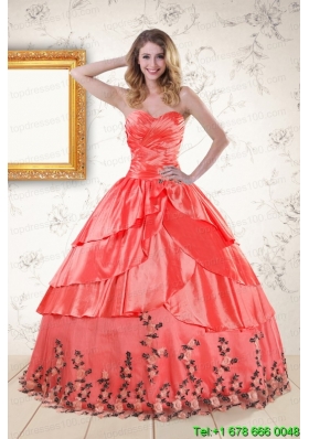 2015 Custom Made Quinceanera Gowns with Ruching and Appliques