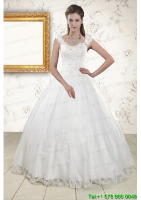 2015 Custom Made Straps Quinceanera Dresses with Appliques and Beading