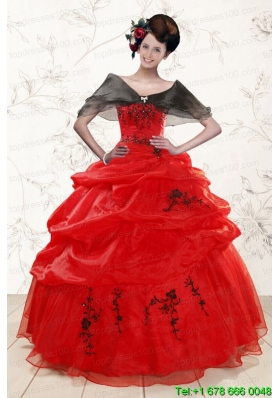 Custom Made Sweetheart Red Quinceanera Dresses for 2015