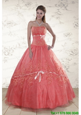 Watermelon Sweetheart Appliques In Stock Sweet 15 Dresses for 2015