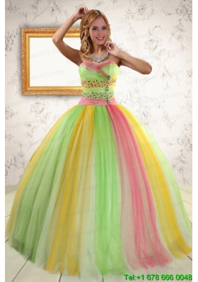 Elegant Ball Gown Puffy Quinceanera Gowns in Multi Color for 2015