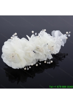 Cute Tulle Wedding Hair Flower with Imitation Pearls