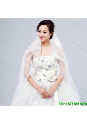 Elegant One Tier Lace Edge Elbow Veils for Wedding Party