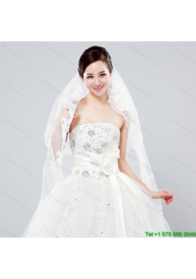 Elegant One Tier Oval Elbow Veils with Lace Edge