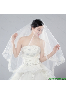 Eelgant One Tier Angle Cut Bridal Veils with Lace Edge
