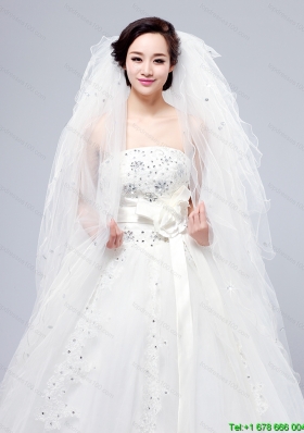 Elegant White Angle Cut Multi Tier Finished Edge Bridal Veils