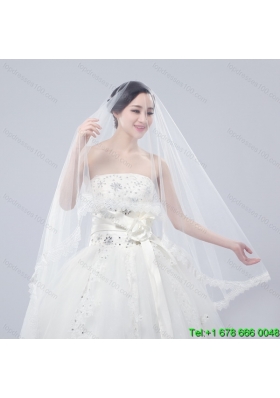 One Tier Drop Veil  Scalloped Edge Angle Cut Wedding Veils