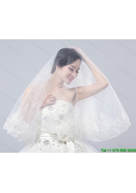 Two Tier Lace Edge Wedding Veils with Angle Cut