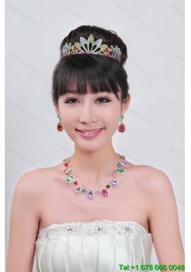 Imitation Pearl Jewelry Set Including Necklace And Tiara