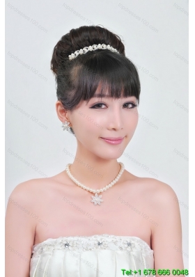 Ivory Pearl Two Piece Ladies Necklace and Tiara Jewelry Set