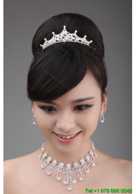 Shimmering Multi Layers Pearl Alloy Tiara and Necklace