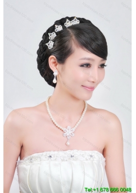 Elegant Alloy Rhinestones With Imitation Pearls Women Jewelry