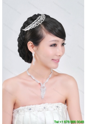 Elegant Alloy With Rhinestone Ladies Necklace and Headpiece