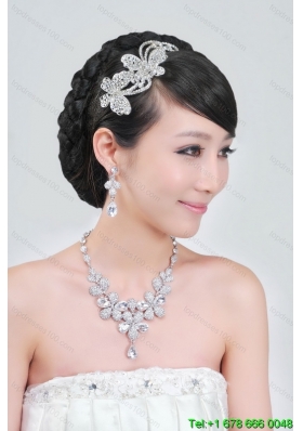 Gorgeous Alloy With Rhinestone Ladies Necklace and Headpiece