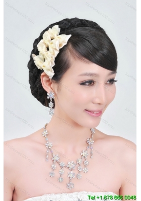 Pretty Alloy With Rhinestone Engagement Jewelry Set Including Necklace And Headpiece