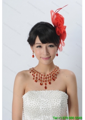 Nice Crystal Fabric Head Flower and Necklace