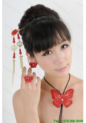 Gorgeous Red Vintage Style Alloy Ladies  Jewelry Sets