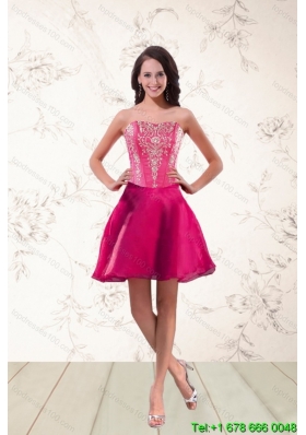 2015 New Style Strapless Short Prom Dresses with Appliques