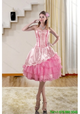 2015 Cute Sweetheart Prom Gown with Embroidery and Ruffles