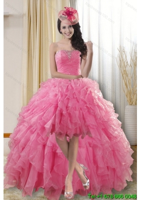 Designer Pretty High Low Dresses for Quinceanera with Ruffles and Beading