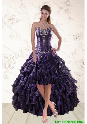 2015 Exclusive Purple High Low Prom Dresses for Spring