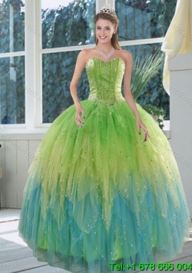 The Most Popular 2015 Appliques and Ruffles Sweet 15 Dress