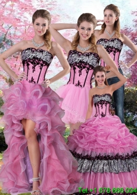 Zebra Printed Multi Color Quinceanera Dress with Pick Ups and Appliques