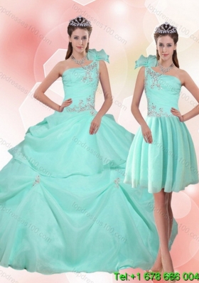 2015 New Arrival Puffy Apple Green Quinceanera Dress with Appliques