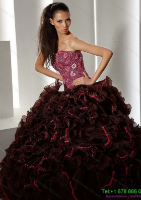 2015 Modern Multi Color Quinceanera Gowns with Ruffles and Appliques