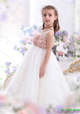 2015 Pretty Scoop Little Girl Pageant Dress with Hand Made Flowers