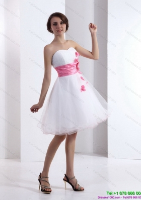 2015 Romantic Sweetheart White Prom Dress with Hand Made Flowers