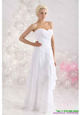 2015 Elegant Sophisticated Ruching Floor Length Prom Dress in White