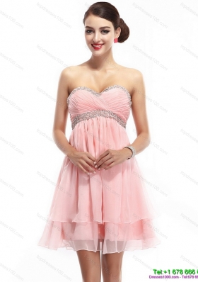 Elegant Sweetheart 2015 Prom Dress with Beading and Ruching