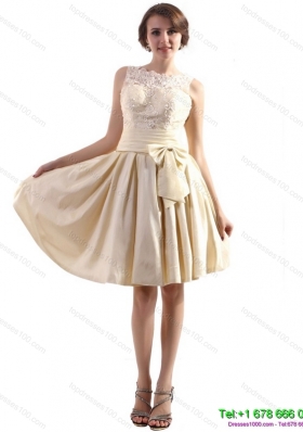 Elegant High Neck Prom Dresses with Ruching and Bownot