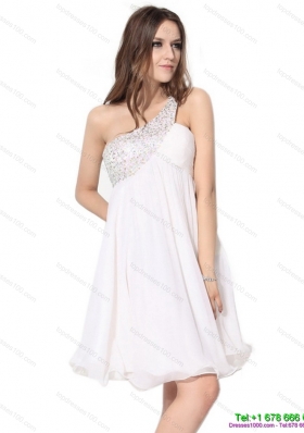 Free and Easy One Shoulder Beading Prom Dress in White