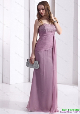 2015 Discount Strapless Ruching Floor Length Prom Dress in Lilac