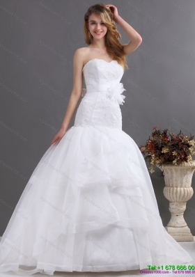 2015 Sophisticated Sweetheart Beach Wedding Dress with Brush Train
