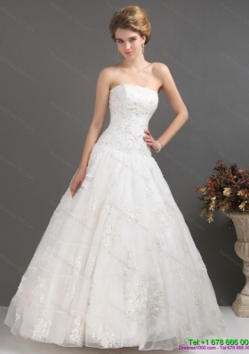 2015 Wonderful Strapless Beach Wedding Dress with Floor length