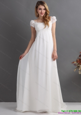 Classical 2015 Ruching Square Beach Wedding Dress with Floor length