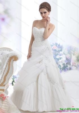 Top Selling Strapless Ruffles and Beading White Bridal Gowns for 2015