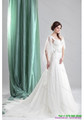 2015 Classical Straps Mermaid Wedding Dress with Beading