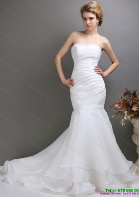 Sturning 2015 Strapless Mermaid Wedding Dress with Brush Train